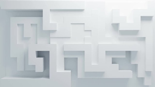 Beautiful White Shapes on Surface Moving in Seamless 3d Animation. Abstract Motion Design Background. Computer Generated Process. 4k Ultra HD 3840x2160.