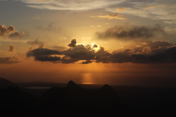 Sunset in Mauritius, view from mount Le Pouce