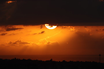 Sunset in Mauritius, view from mount Le Pouce