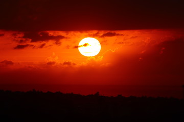 Sunset in Mauritius, view from mount Le Pouce