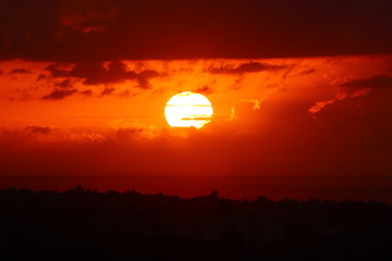 Sunset in Mauritius, view from mount Le Pouce