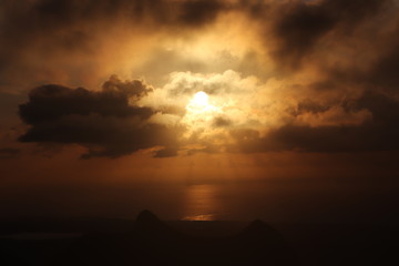 Sunset in Mauritius, view from mount Le Pouce