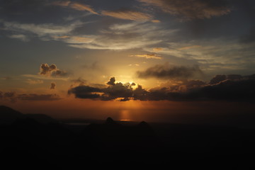 Sunset in Mauritius, view from mount Le Pouce