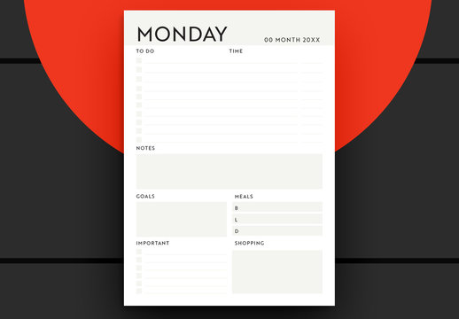 Daily Planner Layout with Minimalist Design
