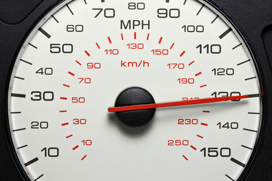 speedometer at 130 MPH