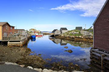 Early morning at the fishing Village Peggy's Cove, Nova Scotia, Canada