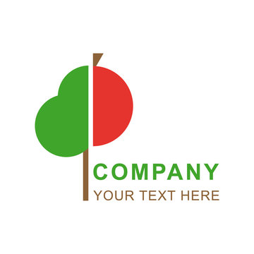 Organic, natural tree with apple vector logo for garden centre, agricultural or environment company,