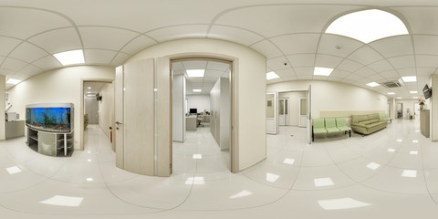 Panorama of the corridor of the entrance to the room in a racha with aquarium sofas and couches....
