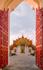 Marble temple one of popular temple in Thailand - obrazy, fototapety, plakaty