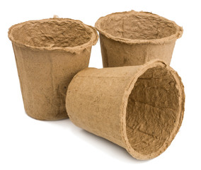 peat pots for seedlings isolated on white