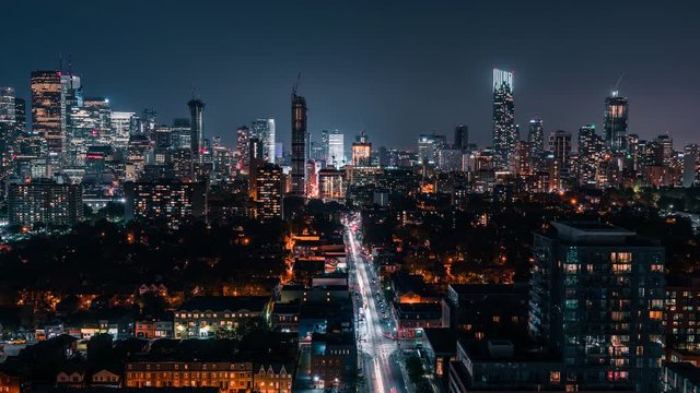 Traffic Toronto City Skyline at Night