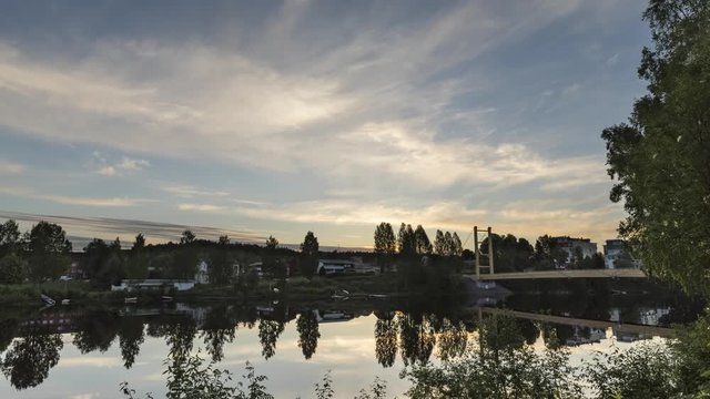 Timelapse over a tree bridge at sunrise in north sweden, Skelleftea. Maj 2018. -Long Version