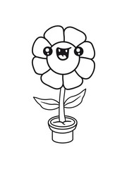 lachen gesicht blumentopf comic cartoon lustig süß niedlich blume blüten frühling hübsch schön blätter pflanze natur design cool clipart