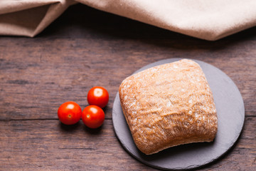 Homemade bread and tomatoes 