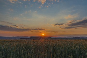 Color sunset near Roprachtice village