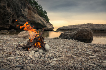 Fire on the beach
