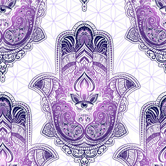 Seamless pattern Hamsa