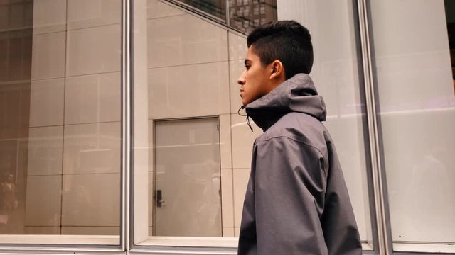 Teenager Male walking in New York City 4K