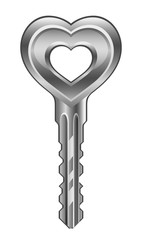 Key of love on a white background