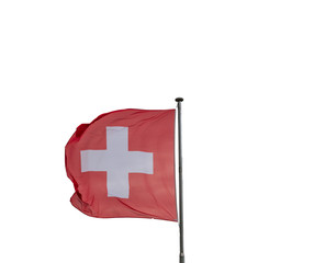 Fototapeta premium Schweizer Flagge isoliert auf weiss