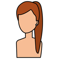 beautiful and young woman shirtless character vector illustration design