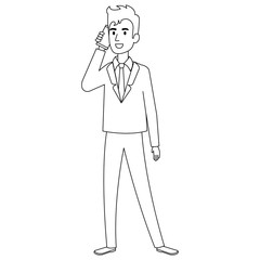 businessman calling with smartphone avatar character icon vector illustration