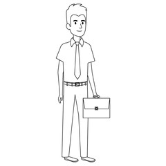 businessman with portfolio avatar character vector illustration design