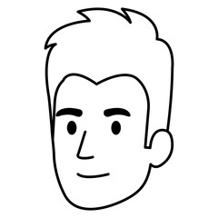 young man head avatar character vector illustration design