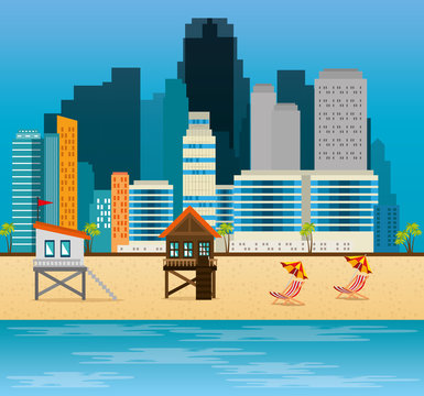 miami beach cityscape scene vector illustration design