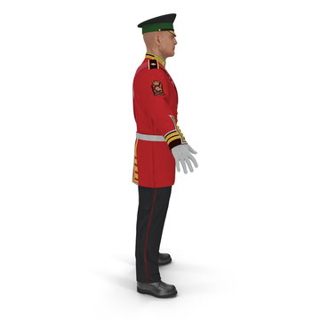 Irish Guard Sergeant on white. 3D illustration