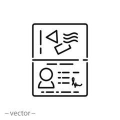 passport icon, line sign - vector illustration eps10