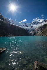 Obraz premium The Arhuaycocha lake in the Cordillera Blanca (Peru)