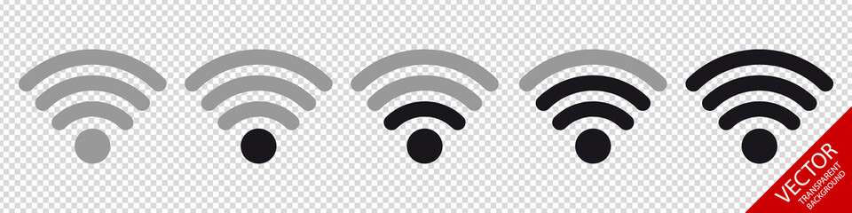 Wifi Wireless Wlan Internet Signal Flat Icons For Apps Or Websites - Isolated On Transparent Background