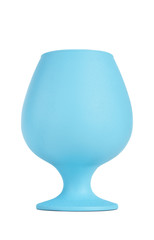 One blue glass on white