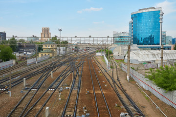 Fototapeta premium Railways near Paveletskaya railway station in Moscow