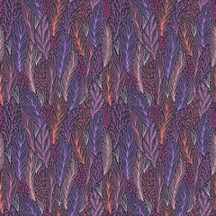 Hand drawn pattern with decorative floral ornament. Stylized colorful branches. Summer spring background, nature collection. Vector illustration