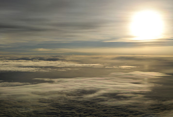 Sunset sun at a height in the sky