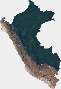Large (29 MP) satellite image of Peru. Country photo from space. Isolated imagery of Peru. Elements of this image furnished by NASA.