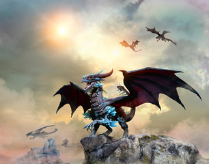 Fototapety  Dragon scene 3D illustration