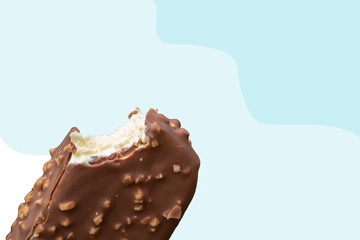 Ice cream with blue background.