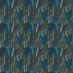 Hand drawn pattern with decorative floral ornament. Stylized colorful branches. Summer spring background, nature collection. Vector illustration