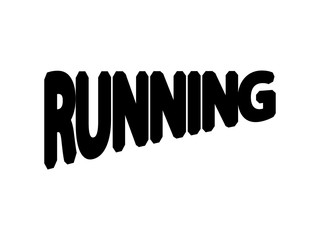 Black color text running isolated on white background