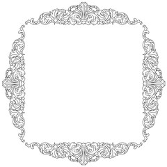Vintage border frame engraving with retro ornament pattern in antique baroque style decorative design. Vector