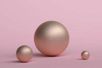 Abstract 3d rendering of geometric shapes. Minimalistic composition. Modern background design with spheres for poster, cover, branding, banner, placard.