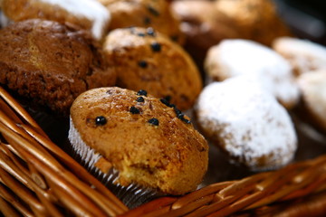 Fototapeta na wymiar Close up of freshly baked homemade muffins
