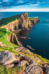 Stunning dusk at the Neist point lighthouse, Scotland
