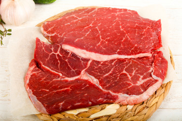 Raw beef steak