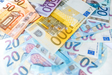 Euro Money Banknotes, pile of paper euro banknotes