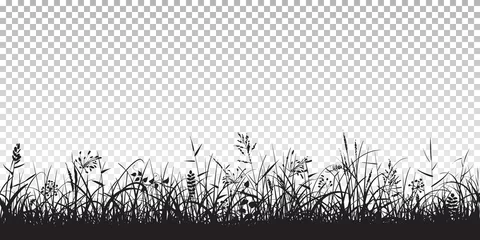 Fotobehang Black silhouettes of grass © Olena