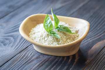 Bowl of uncooked basmati rice